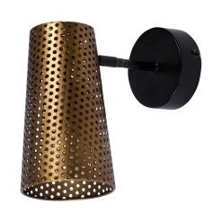 Deals 💯 Mercana Wesley I 11x10.2 Gold Toned Perforated Metal Cone Wall Sconce - 11.0L X 5.1W X 10.2H 👍