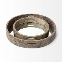 Wholesale 🎁 Mercana Whittier Brown Wooden Mirrored Base Tray - 28"W X 28"H X 5"D 🔔 -Mercana Shop Mercana Whittier Large Fir Wooden Mirrored Base Tray 4