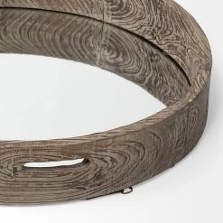 Wholesale 🎁 Mercana Whittier Brown Wooden Mirrored Base Tray - 28"W X 28"H X 5"D 🔔 -Mercana Shop Mercana Whittier Large Fir Wooden Mirrored Base Tray 6