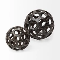 New 🛒 Mercana Meyer I (Small) 3L X 3W Black Metal Hollow Decorative Orb 🎉 -Mercana Shop Meyer I 28Small29 3L x 3W Black Metal Hollow Decorative Orb 2