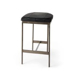 Best reviews of 😉 Mercana Millie 16.5L X 18.0W X 26.0H Black Leather Seat W/ Nickel Metal Frame Counter Stool 🔔