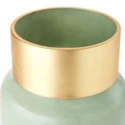 Wholesale ⭐ Mercana Minty 5.7L X 5.7W X 16.8H Green Glass Vase W/Matte Gold Metal Neck Cuff 🥰 -Mercana Shop Minty 5.7L x 5.7W x 16.8H Green Glass Vase W Matte Gold Metal Neck Cuff 11