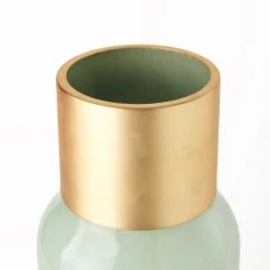 Wholesale ⭐ Mercana Minty 5.7L X 5.7W X 16.8H Green Glass Vase W/Matte Gold Metal Neck Cuff 🥰 -Mercana Shop Minty 5.7L x 5.7W x 16.8H Green Glass Vase W Matte Gold Metal Neck Cuff 3