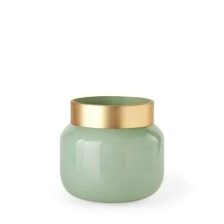 Wholesale ⭐ Mercana Minty 5.7L X 5.7W X 16.8H Green Glass Vase W/Matte Gold Metal Neck Cuff 🥰 -Mercana Shop Minty 5.7L x 5.7W x 16.8H Green Glass Vase W Matte Gold Metal Neck Cuff 6