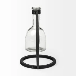 Best deal 🔥 Mercana Monica I Short Black Metal Glass Bottle Vase - 9"L X 5"W X 8"H 👍 -Mercana Shop Monica I Short Black Metal Glass Bottle Vase 2
