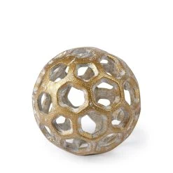 Discount 👍 Mercana Moyer I (Small) 3L X 3W Gold Metal Hollow Decorative Orb 👏