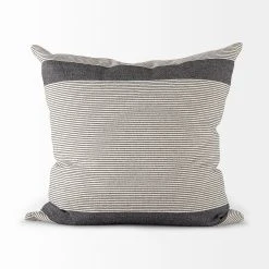 Cheap ✔️ Mercana Nancy Beige With Black Stripe Detail Decorative Pillow Cover ⭐ -Mercana Shop Nancy 14 x 26 Beige With Black Stripe Detail Decorative Pillow Cover 11