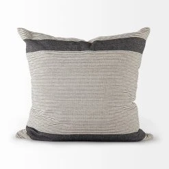 Cheap ✔️ Mercana Nancy Beige With Black Stripe Detail Decorative Pillow Cover ⭐ -Mercana Shop Nancy 14 x 26 Beige With Black Stripe Detail Decorative Pillow Cover 13