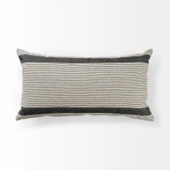 Cheap ✔️ Mercana Nancy Beige With Black Stripe Detail Decorative Pillow Cover ⭐ -Mercana Shop Nancy 14 x 26 Beige With Black Stripe Detail Decorative Pillow Cover 4