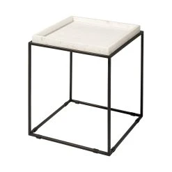 Best reviews of 🎁 Mercana Nathan II 18" X 20" Square Top White Marble And Black Metal End/Side Table ⌛