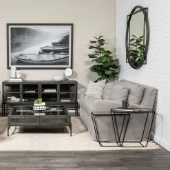 Deals 😉 Mercana Norbert 46" Round-Square Black Wood/Metal Frame Mirror - 46.0L X 2.5W X 46.0H 🔔 -Mercana Shop Norbert 4622 Round Square Black Wood Metal Frame Mirror 6