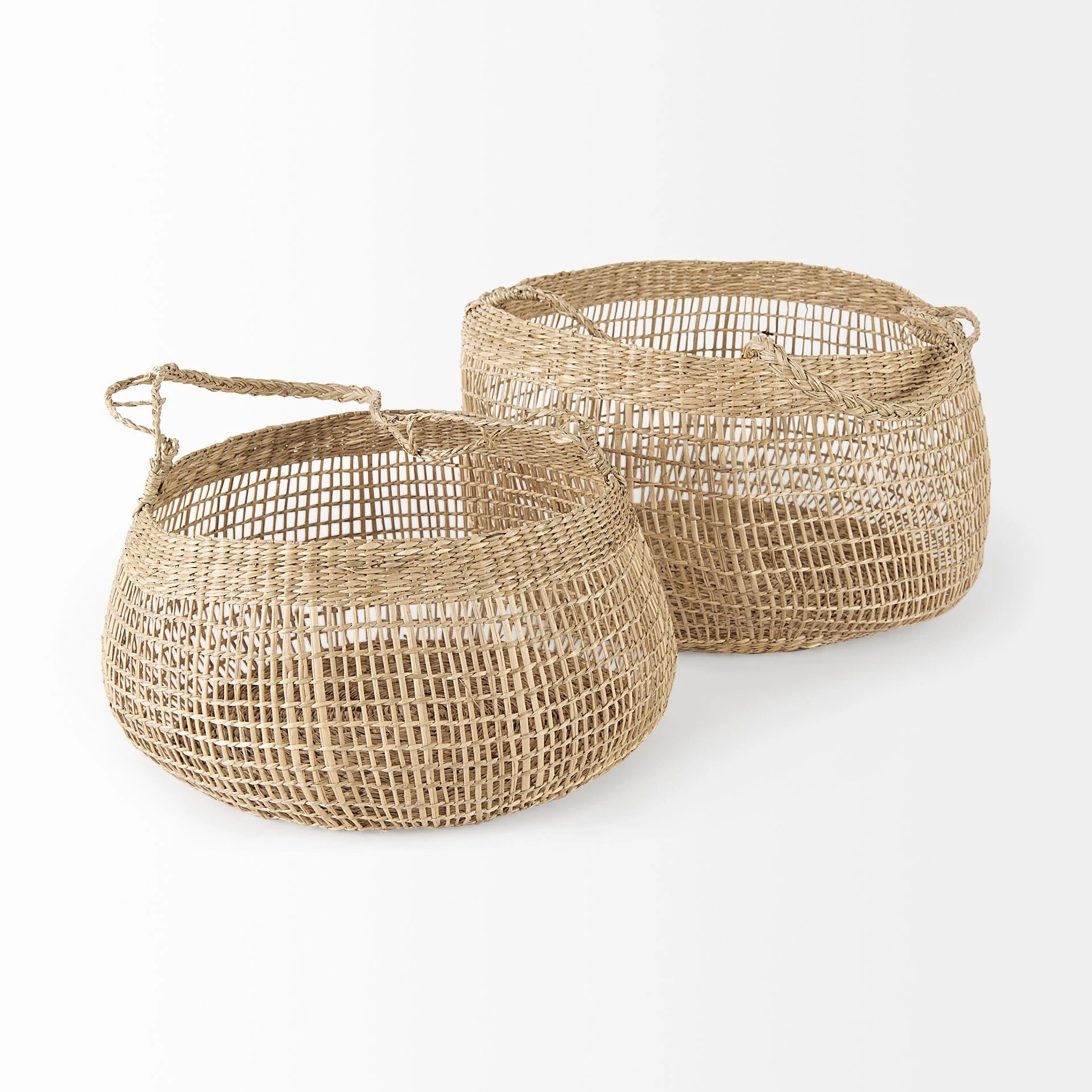 Best deal ๐งจ Mercana Nova 15.0L X 15.0W X 9.4H (Set Of 2) Light Brown Seagrass Woven Round Basket W/ Long Handle ๐ 3 Best deal ๐งจ Mercana Nova 15.0L X 15.0W X 9.4H (Set Of 2) Light Brown Seagrass Woven Round Basket W/ Long Handle ๐ - Image 3