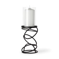 New 👏 Mercana Omega I Small Black Metal Stacked Ring Table Candle Holder - Small - 4.8"W X 4.8"D X 13.5"H 😉