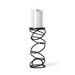 Best deal 💯 Mercana Omega II Medium Black Metal Stacked Ring Table Candle Holder - 4.8"W X 4.8"D X 17.3"H ⌛