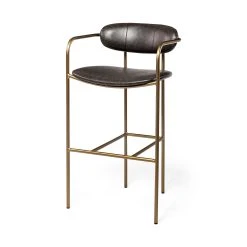New 🧨 Mercana Parker Brown Faux Leather Or Gray Fabric Seat W/ Metal Frame, Counter Or Bar Height Stool 🔔
