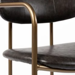 New 🧨 Mercana Parker Brown Faux Leather Or Gray Fabric Seat W/ Metal Frame, Counter Or Bar Height Stool 🔔 -Mercana Shop Parker Brown Faux Leather Seat Gold Metal Bar Stool 6