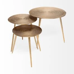 New ✨ Mercana Reva II Gold Cast Aluminum Round Top W/ 3 Legs Accent Table 🔥 -Mercana Shop Reva I 28Large29 24L x 24W Gold Round Top Cast Aluminum Accent Table 3