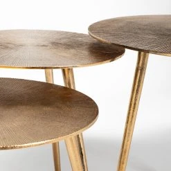 New ✨ Mercana Reva II Gold Cast Aluminum Round Top W/ 3 Legs Accent Table 🔥 -Mercana Shop Reva I 28Large29 24L x 24W Gold Round Top Cast Aluminum Accent Table 7