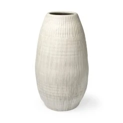 Flash Sale 🎉 Mercana Reyan Large 28.5" Pearl White Ceramic Striped Vase 😍