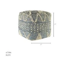 Budget 😀 Mercana Rofi Blue Denim And Cream Cotton Stitched Square Pouf 🤩 -Mercana Shop Rofi Blue Denim and Cream Cotton Stitched Square Pouf 2