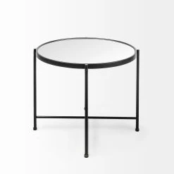Best deal 😉 Mercana Samantha Black Iron Frame W/ Mirror Top Accent Table 🎉 -Mercana Shop Samantha 28Large29 Black Mirror Top Accent Table 2