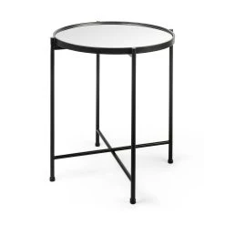 Best deal 😉 Mercana Samantha Black Iron Frame W/ Mirror Top Accent Table 🎉 -Mercana Shop Samantha 28Large29 Black Mirror Top Accent Table 7