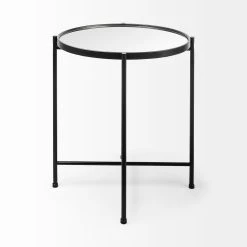 Best deal 😉 Mercana Samantha Black Iron Frame W/ Mirror Top Accent Table 🎉 -Mercana Shop Samantha 28Large29 Black Mirror Top Accent Table 9