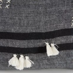 Discount 🎉 Mercana Sibyl 13L X 21W Dark Gray And Black Fabric Striped And Fringed Decorative Pillow Cover 🧨 -Mercana Shop Sibyl 13L x 21W Dark Gray and Black Fabric Striped and Fringed Decorative Pillow Cover 6