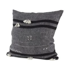 Discount 🎉 Mercana Sibyl 13L X 21W Dark Gray And Black Fabric Striped And Fringed Decorative Pillow Cover 🧨 -Mercana Shop Sibyl 13L x 21W Dark Gray and Black Fabric Striped and Fringed Decorative Pillow Cover 9