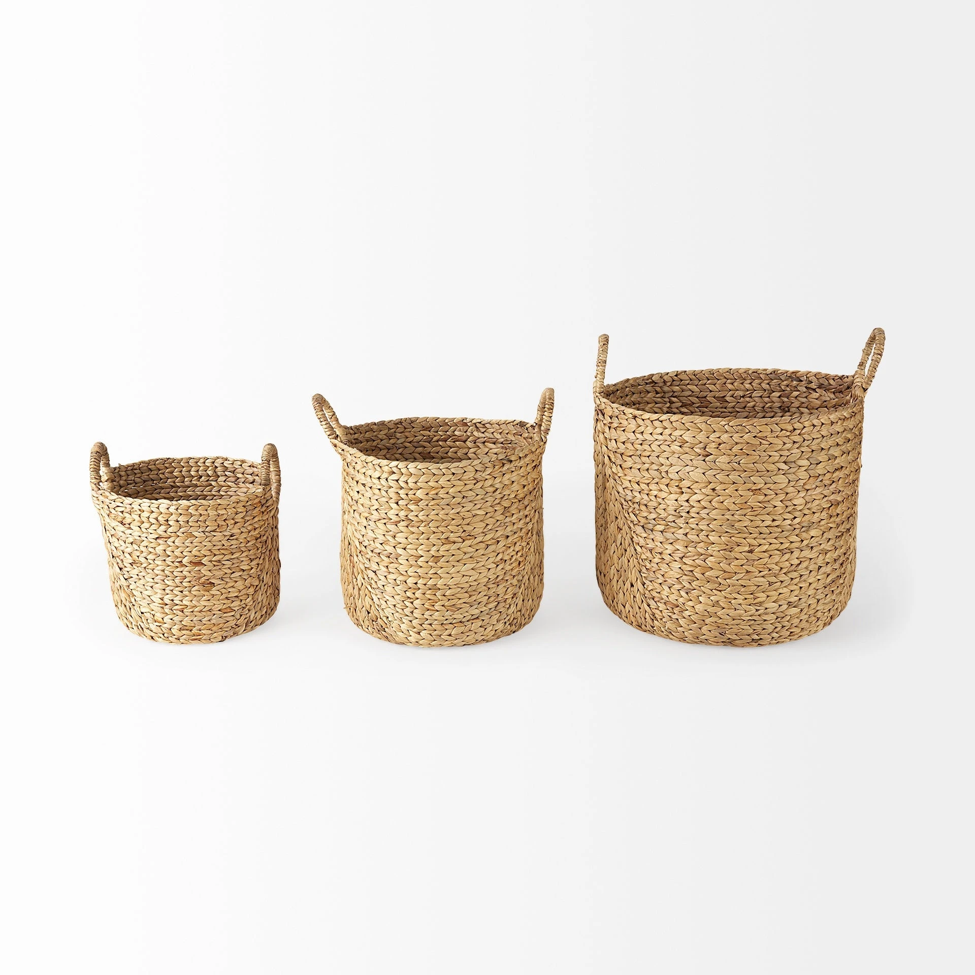 Best deal 🔥 Mercana Sivan 19.7L X 19.7W X 23.6H (Set Of 3) Light Brown Water Hyacinth Round Basket W/ Handles ⭐ 2 Best deal 🔥 Mercana Sivan 19.7L X 19.7W X 23.6H (Set Of 3) Light Brown Water Hyacinth Round Basket W/ Handles ⭐ - Image 2