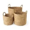 Best deal 🔥 Mercana Sivan 19.7L X 19.7W X 23.6H (Set Of 3) Light Brown Water Hyacinth Round Basket W/ Handles ⭐