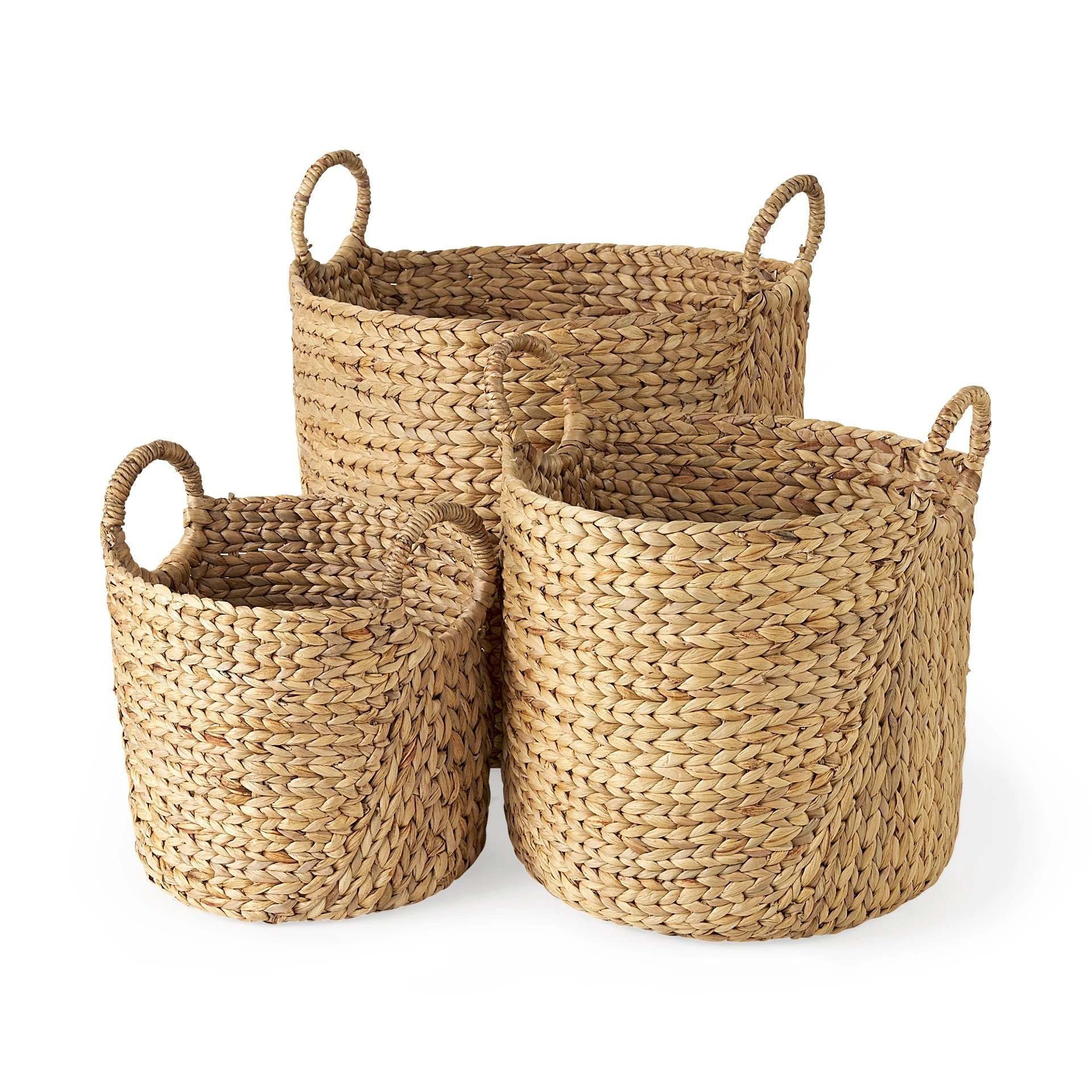 Best deal 🔥 Mercana Sivan 19.7L X 19.7W X 23.6H (Set Of 3) Light Brown Water Hyacinth Round Basket W/ Handles ⭐ 1 Best deal 🔥 Mercana Sivan 19.7L X 19.7W X 23.6H (Set Of 3) Light Brown Water Hyacinth Round Basket W/ Handles ⭐