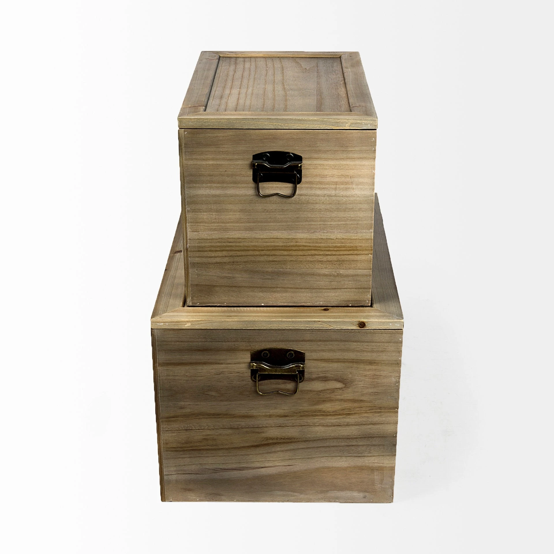 Deals ✔️ Mercana Sonny 23.6L X 15.7W X 13.8H Set Of Two Brown Wood And Wicker W/ Metal Detail Rectangular Boxes - 23.6L X 15.7W X 13.8H ❤️ 3 Deals ✔️ Mercana Sonny 23.6L X 15.7W X 13.8H Set Of Two Brown Wood And Wicker W/ Metal Detail Rectangular Boxes - 23.6L X 15.7W X 13.8H ❤️ - Image 3