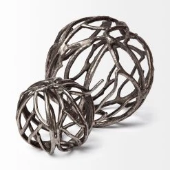 Buy ✨ Mercana Sphaira I Small 5L X 5W Silver Cast Aluminum Decorative Tree Branch Orb 🔥 -Mercana Shop Sphaira I Small 5L x 5W Silver Cast Aluminum Decorative Tree Branch Orb 2