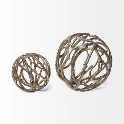 Buy ✨ Mercana Sphaira I Small 5L X 5W Silver Cast Aluminum Decorative Tree Branch Orb 🔥 -Mercana Shop Sphaira I Small 5L x 5W Silver Cast Aluminum Decorative Tree Branch Orb 6
