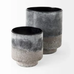 Brand new 😉 Mercana Squally 6.0L X 6.0W X 6.4H Black/Brown Ceramic Ombre Textured Small Vase ❤️ -Mercana Shop Squally 6.0L x 6.0W x 6.4H Black Brown Ceramic Ombre Textured Small Vase 2