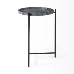 Discount 🔔 Mercana Stella Gray Round Marble Top W/Black Base Accent Table 🥰 -Mercana Shop Stella 17L x 17W Gray Round Marble Top W Black Base Accent Table 2