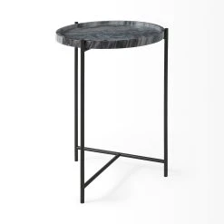Discount 🔔 Mercana Stella Gray Round Marble Top W/Black Base Accent Table 🥰 -Mercana Shop Stella 17L x 17W Gray Round Marble Top W Black Base Accent Table 4