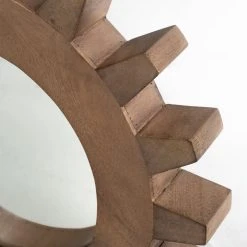 Coupon ⭐ Mercana Sunrise Cog 17" Round Brown Wood Frame Mirror 😍 -Mercana Shop Sunrise Cog 1722 Round Brown Wood Frame Mirror 3