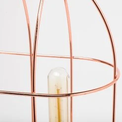 Discount 🎁 Mercana Sutton Rose-Gold Metal Cylindrical Cage Three Bulb Table Lamp - 12.5"W X 7"D X 19"H 😉 -Mercana Shop Sutton 2819.322H29 Rose Gold Metal Cylindrical Cage Three Bulb Table Lamp 3