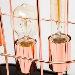 Discount 🎁 Mercana Sutton Rose-Gold Metal Cylindrical Cage Three Bulb Table Lamp - 12.5"W X 7"D X 19"H 😉 -Mercana Shop Sutton 2819.322H29 Rose Gold Metal Cylindrical Cage Three Bulb Table Lamp 4
