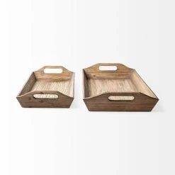 Promo ❤️ Mercana Tawny (Set Of 2) Natural Wooden Trays - 24.8L X 11.8W X 3.7H ⭐ -Mercana Shop Tawny 28Set of 229 Natural Wooden Trays 2