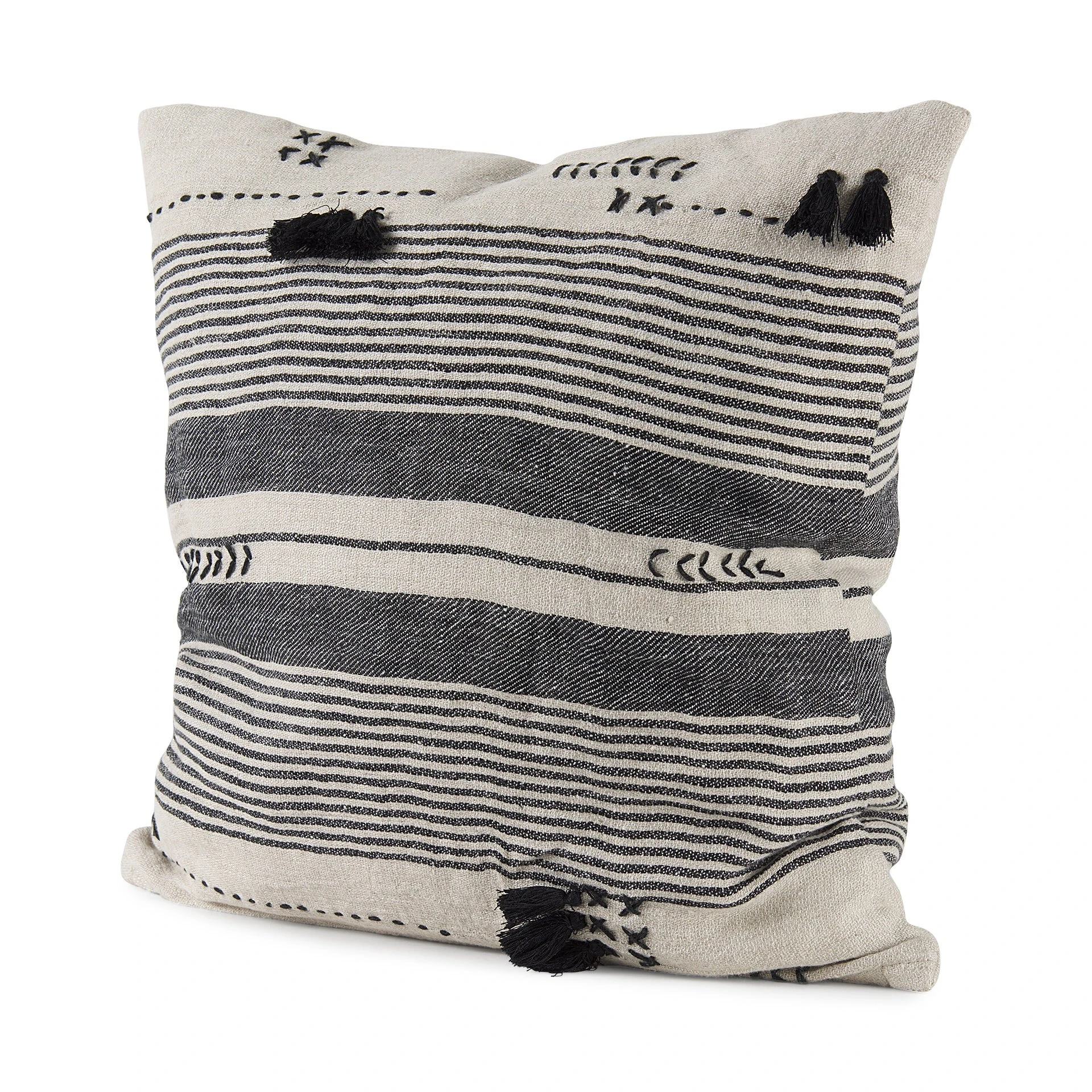 Cheap ✔️ Mercana Thalia 13L X 21W Dark Gray And Cream Fabric Striped And Fringed Decorative Pillow Cover 💯 12 Cheap ✔️ Mercana Thalia 13L X 21W Dark Gray And Cream Fabric Striped And Fringed Decorative Pillow Cover 💯 - Image 12