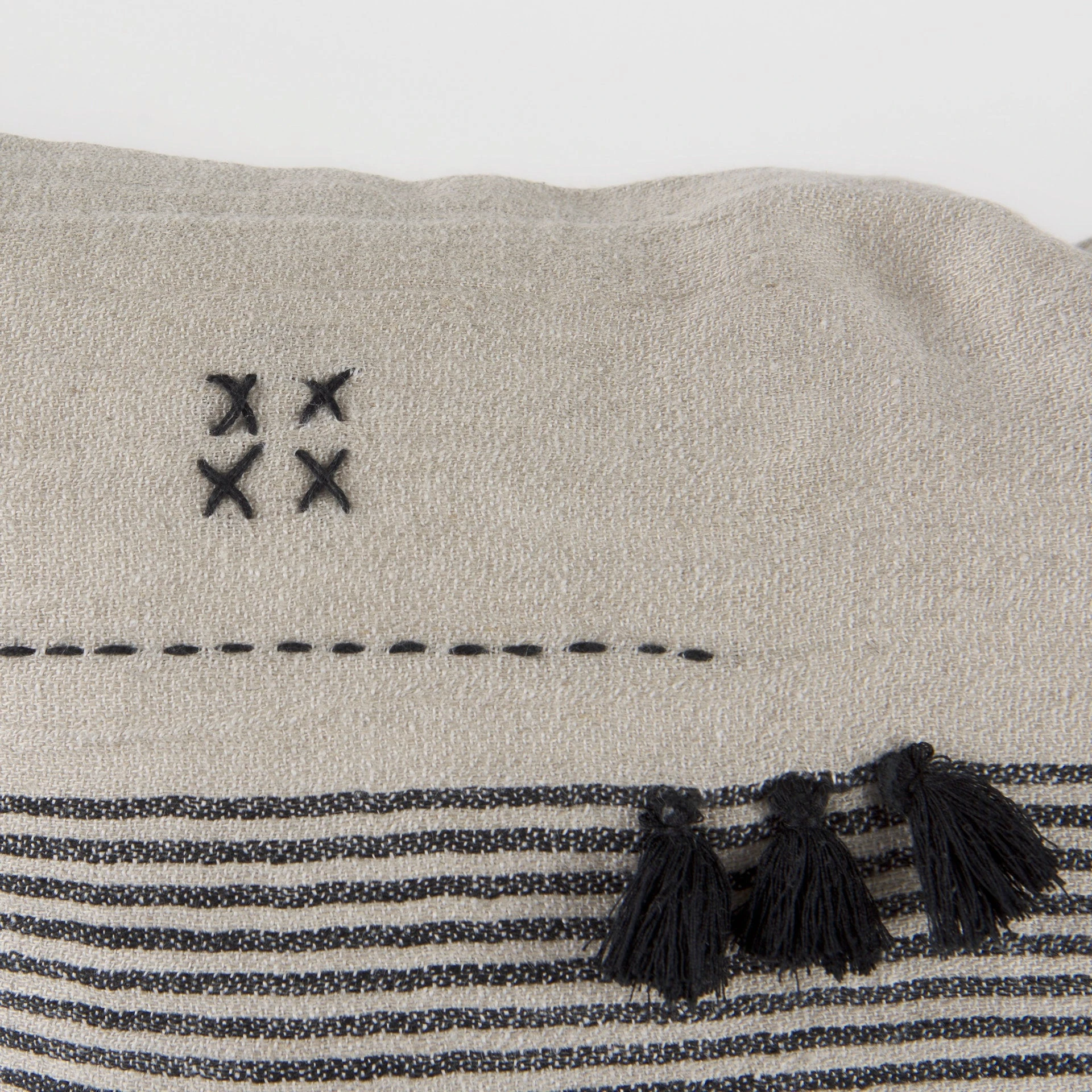 Cheap ✔️ Mercana Thalia 13L X 21W Dark Gray And Cream Fabric Striped And Fringed Decorative Pillow Cover 💯 7 Cheap ✔️ Mercana Thalia 13L X 21W Dark Gray And Cream Fabric Striped And Fringed Decorative Pillow Cover 💯 - Image 7