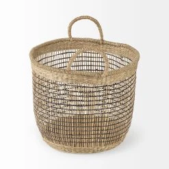 Cheapest 🔔 Mercana Triopas 15.7L X 15.7W X 13.4H (Set Of 3) 🎉 -Mercana Shop Triopas 15.7L x 15.7W x 13.4H 28Set of 329 Medium Brown Seagrass Round Basket W Handles 2