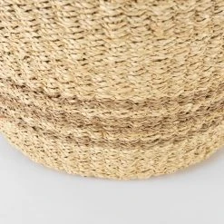 Cheap ✔️ Mercana Vance 17.7L X 17.7W X 11.8H Light Brown Palm Leaf And Seagrass Round Basket W/ Handles 🎉 -Mercana Shop Vance 17.7L x 17.7W x 11.8H Light Brown Palm Leaf and Seagrass Round Basket W Handles 5