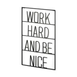 Hot Sale 😀 Mercana Work Hard And Be Nice Black Metal Sign 💯