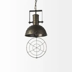 Brand new 🎁 Mercana Zaio Weathered Antique Gold Metal Caged Pendant Light - 13"W X13"D X 19"H ❤️ -Mercana Shop Zaio Weathered Antique Gold Metal Caged Pendant Light 5